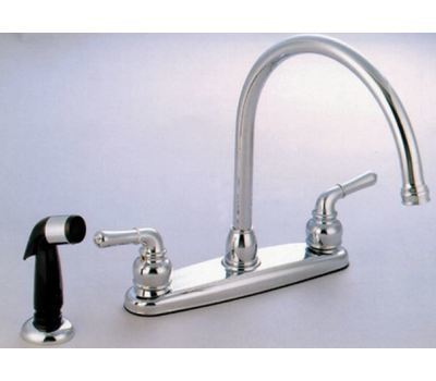 8 In Two Handle Kitchen Faucet With Sprayer And Gooseneck Spout