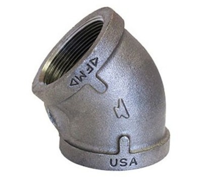 3/4 in. Female Black Malleable Iron 45-Degree Elbow | Carr Supply